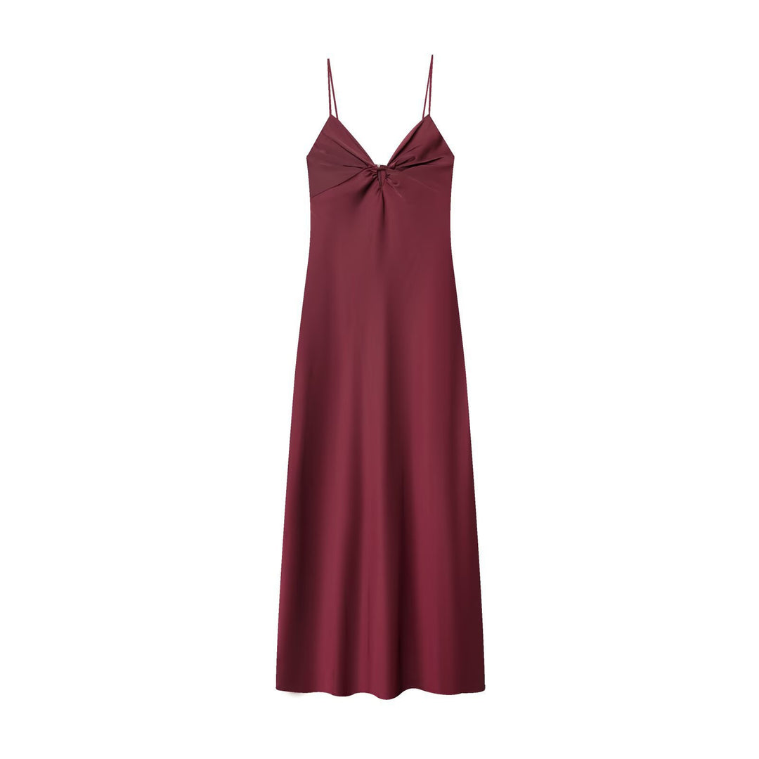Damen Maxikleid mit elegantem Wasserfallausschnitt und zarter Drapierung R&B