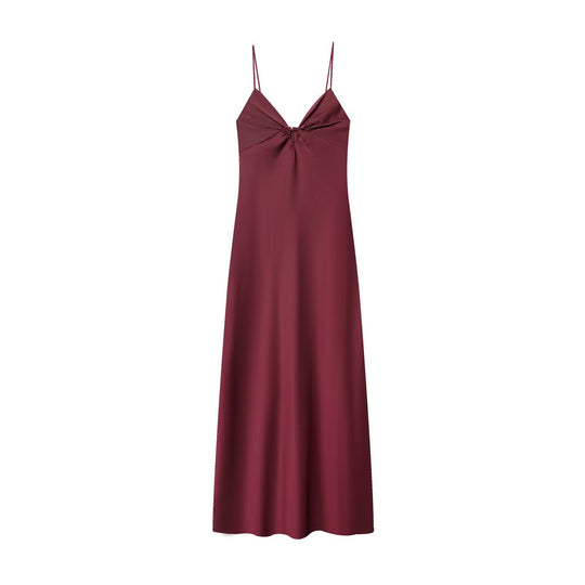 Damen Maxikleid mit elegantem Wasserfallausschnitt und zarter Drapierung R&B
