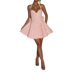 Damen Elegantes Minikleid mit herzförmigem Ausschnitt und Rüschendetails EB