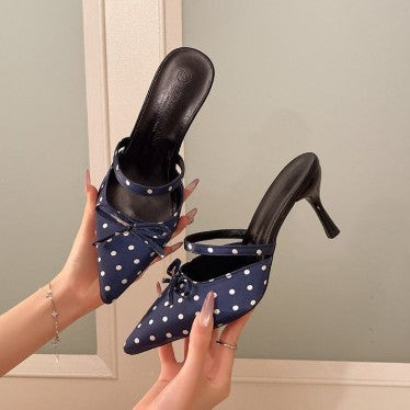 Damen Slingback-Pumps mit gepunktetem Design und elegantem Schleifchen R&B
