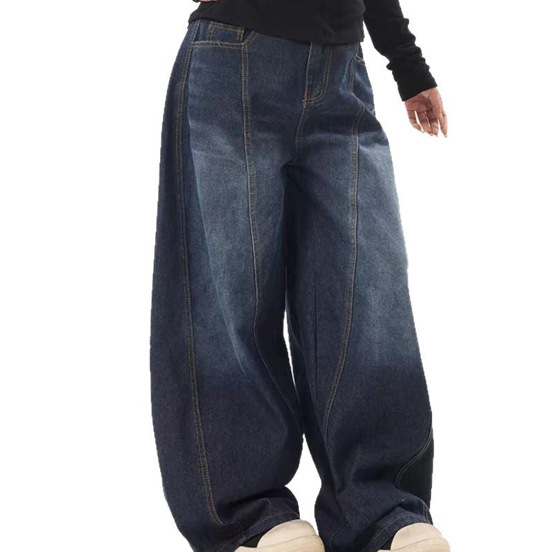 Damen weite High-Waist Jeans mit einzigartigem Design und lässigem Schnitt R&B