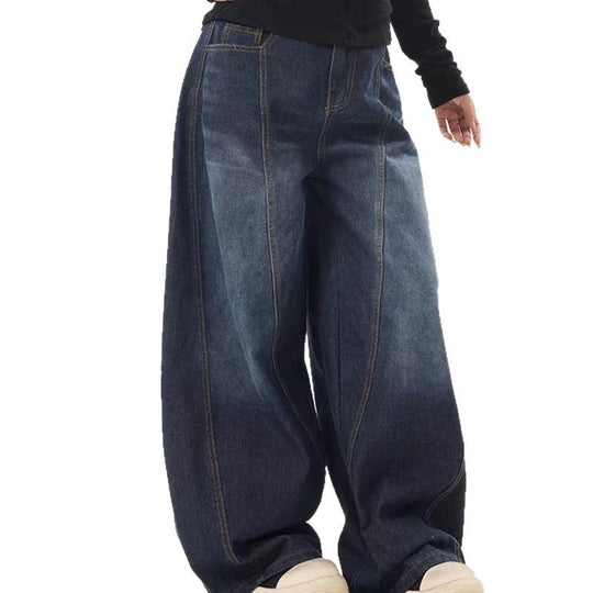 Damen weite High-Waist Jeans mit einzigartigem Design und lässigem Schnitt R&B