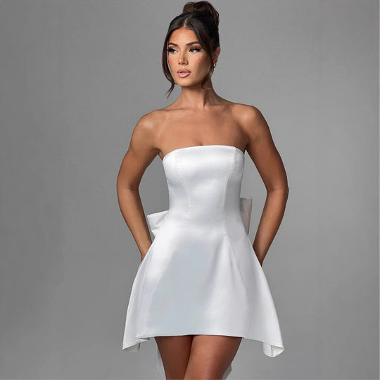 Damen Minikleid im eleganten Bandeau-Stil mit verspieltem Rückendetail R&B