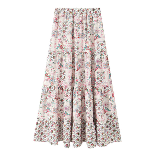 Damen Maxirock mit verspieltem Patchwork-Muster und voluminöser Silhouette R&B