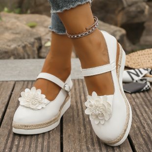 Damen Wedge-Sandaletten mit floraler Verzierungen und komfortabler Sohle R&B