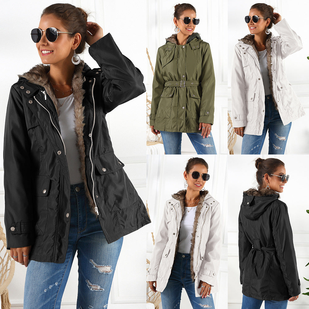 Damen Outdoor Parkajacke mit verstellbarem Kordelzug und abnehmbarer Kapuze R&B