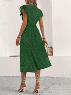 Damen Langarm Kleid mit Knopfleiste und Schmetterlingsärmeln R&B