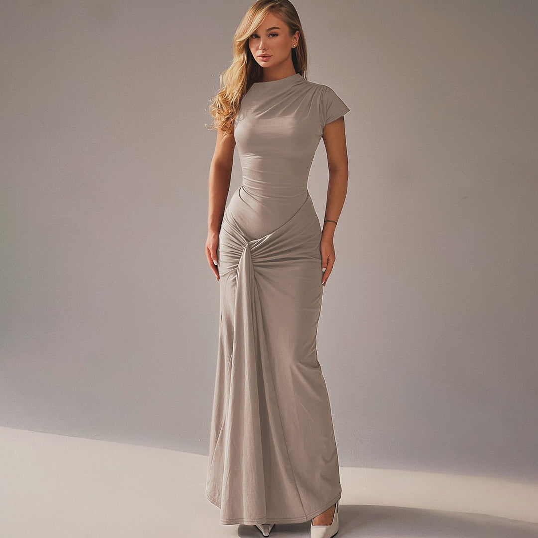 Damen Elegantes Maxikleid mit Drapierung und asymmetrischem Saum R&B
