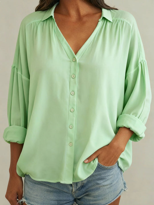 Damen Bluse mit lässigem Schnitt und Knopfdetails R&B
