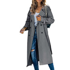 Damen Eleganter Trenchcoat im Oversize-Stil mit Taillengürtel R&B