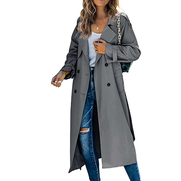 Damen Eleganter Trenchcoat im Oversize-Stil mit Taillengürtel R&B