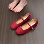 Damen Ballerinas mit elegantem Schnallenverschluss und weichem Wildleder R&B