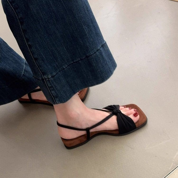 Damen elegante Sandalen mit dekorativem Schleifendetail und rutschfester Sohle R&B