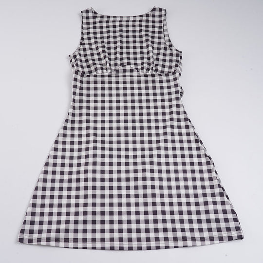Damen süßes Vichy-Kleid mit femininer Silhouette und Rüschendetails R&B