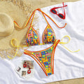 Damen Triangel-Bikini mit buntem Mustermix R&B