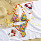Damen Triangel-Bikini mit buntem Mustermix R&B
