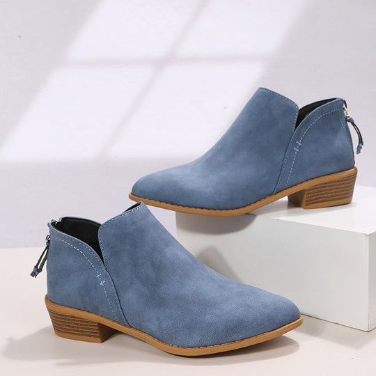 Damen nan spitz zulaufende Schlupf-Ankleboots mit kleinem Blockabsatz und ergonomischem Komfortfußbett R&B