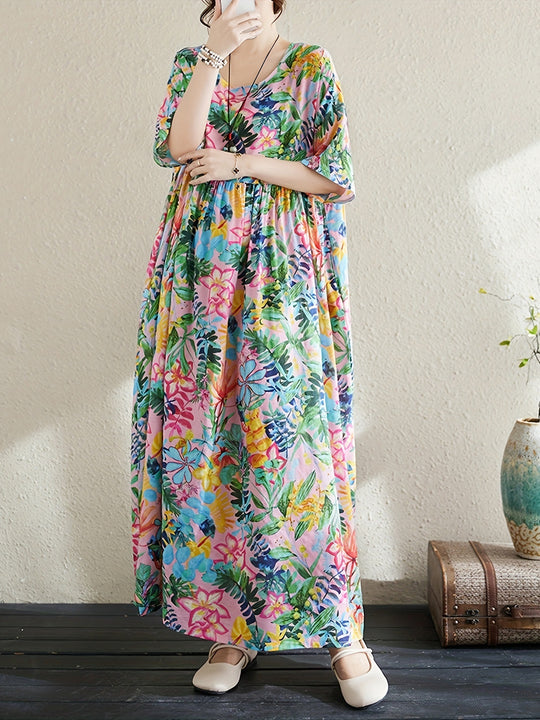 Damen Maxi-Kleid mit floralem Design und lässigem Schnitt R&B
