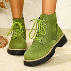 Damen nan Schnür-Stiefelette in Veloursoptik mit warmem Innenfutter, gepolstertem Schaft und robuster Profilsohle R&B