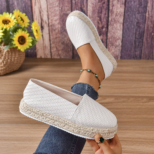 Damen Espadrilles mit flexiblem Kork-Sohle und trendiger Webstruktur R&B