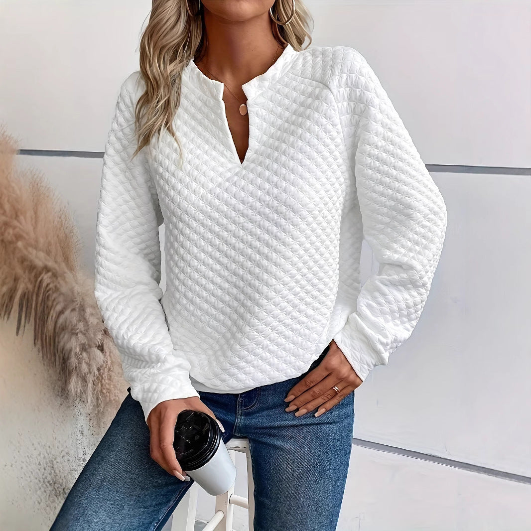 Damen modischer Stehkragen-Pullover mit strukturiertem Design R&B