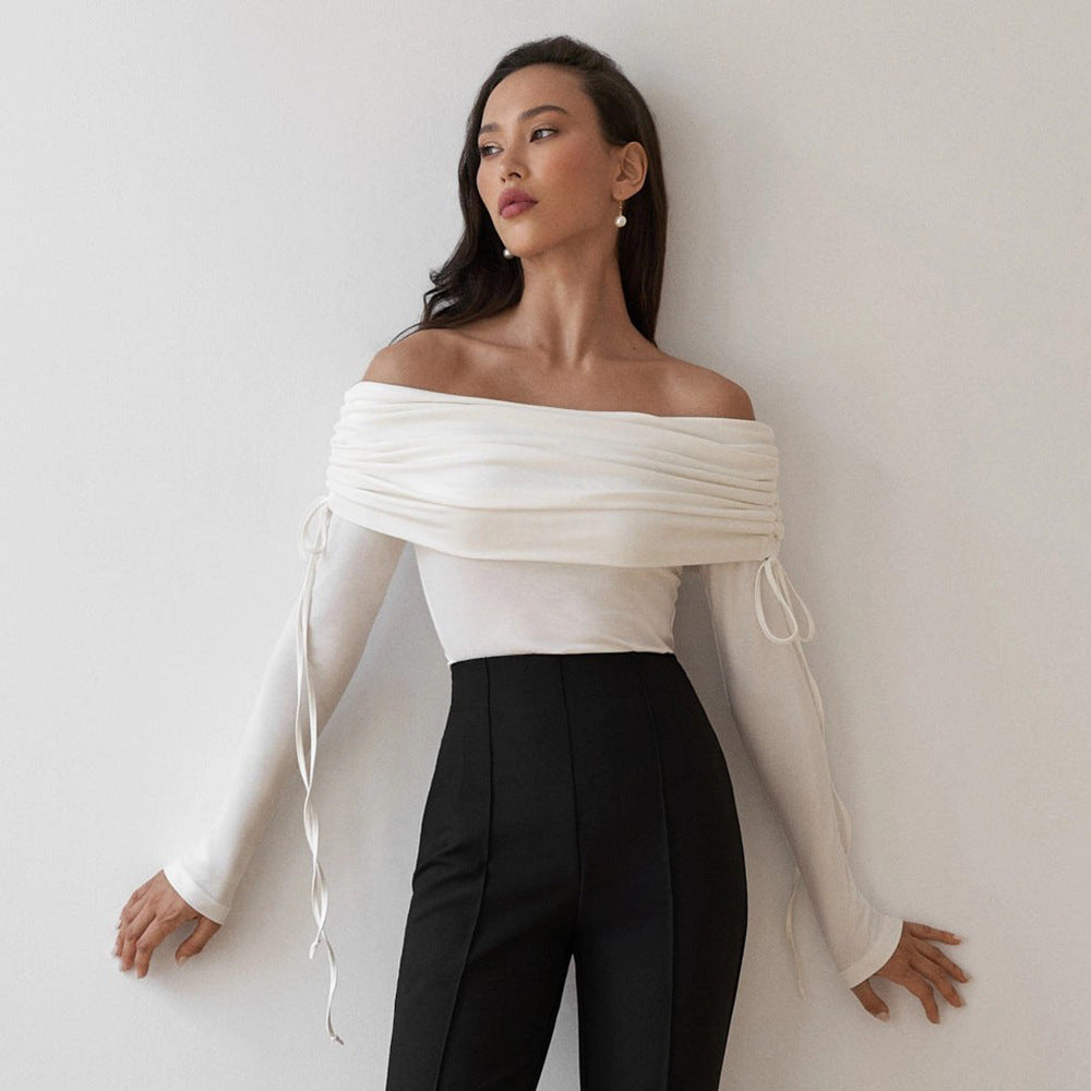 Damen Off-Shoulder Oberteil mit eleganter Raffung R&B