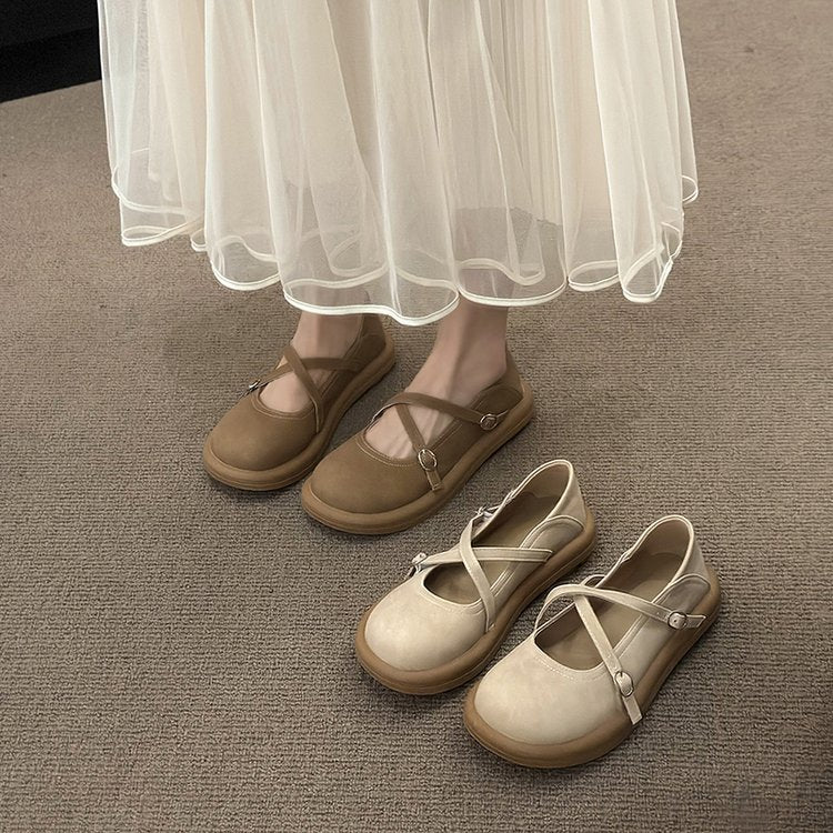 Damen Komfortable Mary Jane Ballerinas mit verstellbaren Riemen R&B