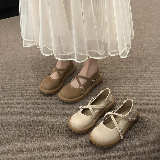 Damen Komfortable Mary Jane Ballerinas mit verstellbaren Riemen R&B