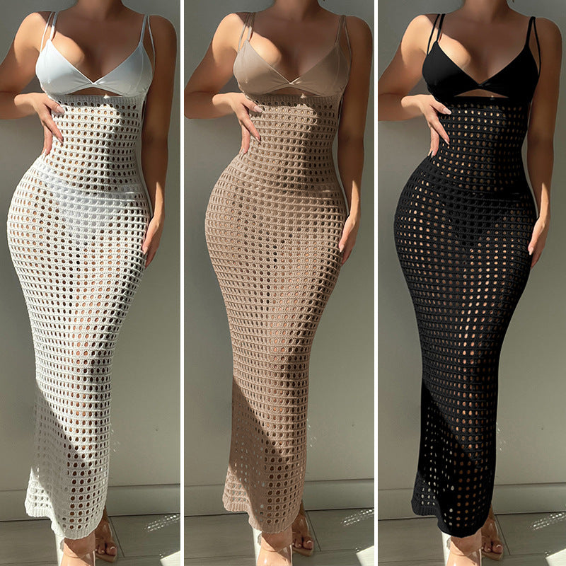 Damen Häkel-Maxikleid im figurbetonten Design R&B
