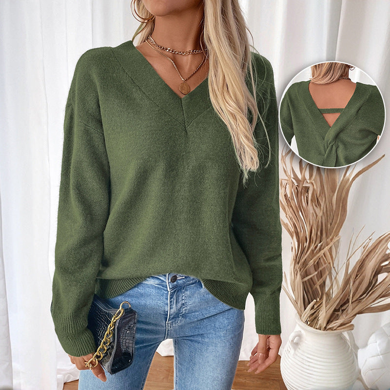 Damen V-Ausschnitt Pullover R&B