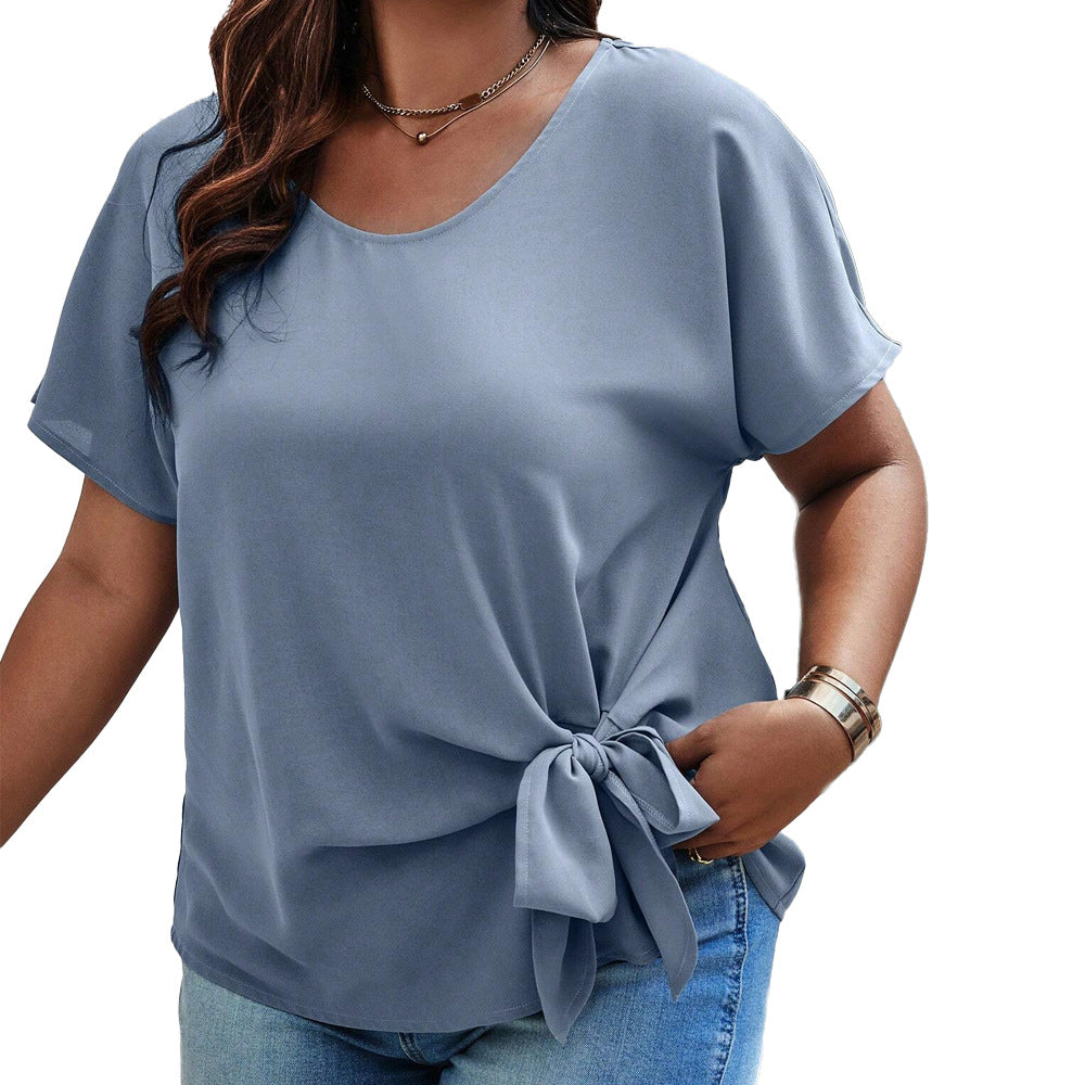 Damen lässiges Oberteil mit seitlichem Knoten und weichem Material R&B