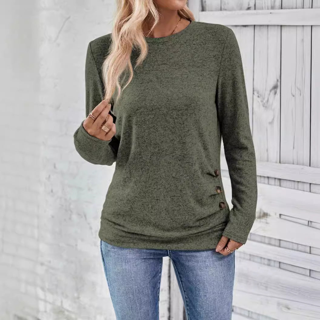 Damen lässiges Langarmshirt mit asymmetrischem Schnitt R&B