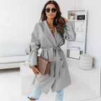 Damen Oversized Morgenmantel mit Gürtel und breiten Ärmeln R&B