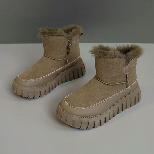 Damen Winter boots mit warmem Kunstfell und rutschfester Sohle R&B