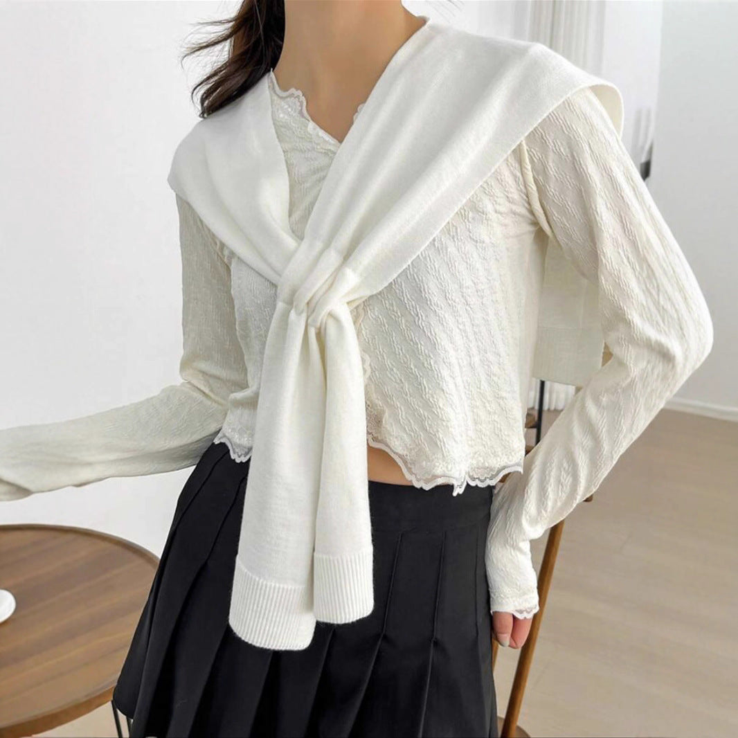 Damen modische Strickschal mit knoten Detail R&B