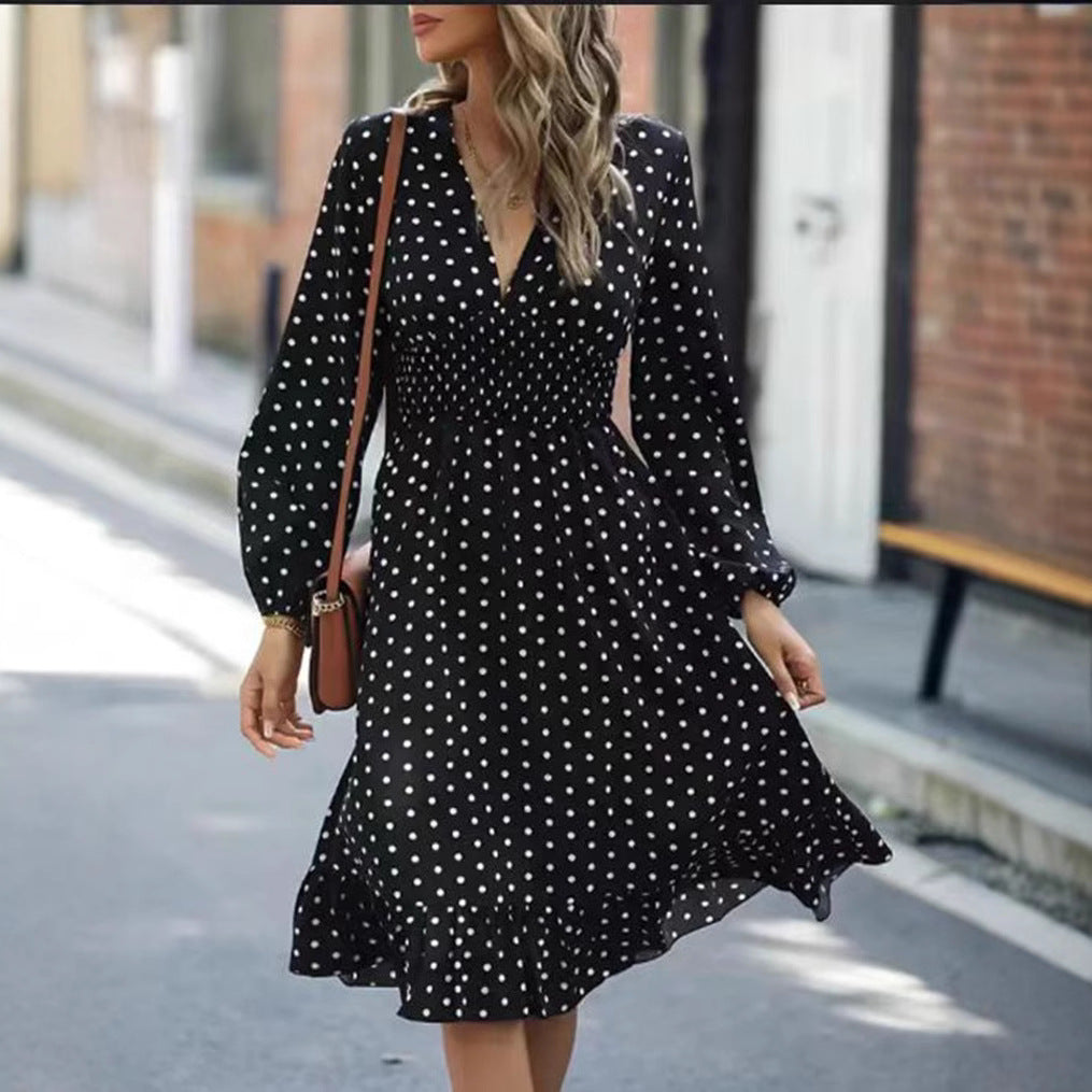 Damen Viskose Maxikleid mit voluminösen Ärmeln und Rüschensaum Heidi-Mode