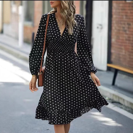 Damen Viskose Maxikleid mit voluminösen Ärmeln und Rüschensaum Heidi-Mode
