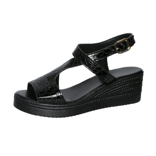 Damen Metallic Plateau Sandalen R&B