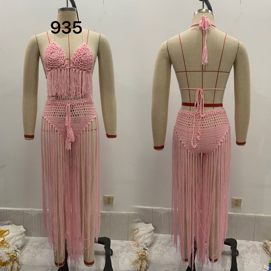 Damen Häkel-Bikini mit schwingenden Fransen und attraktivem Design R&B