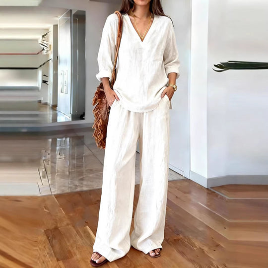 Damen Bequeme Leinen-Hose mit lässigem Schnitt und praktischen Taschen R&B