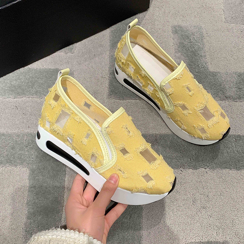 Damen Slip-On Sneakers mit atmungsaktiver Mesh-Oberfläche und elastischem Innenfutter R&B