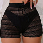Damen Elegante Badeshorts mit transparentem Netzdesign R&B