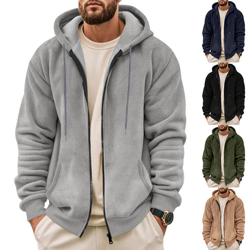 Herren sportliche Kapuzenjacke aus atmungsaktivem Material mit seitlichen Reißverschlusstaschen R&B