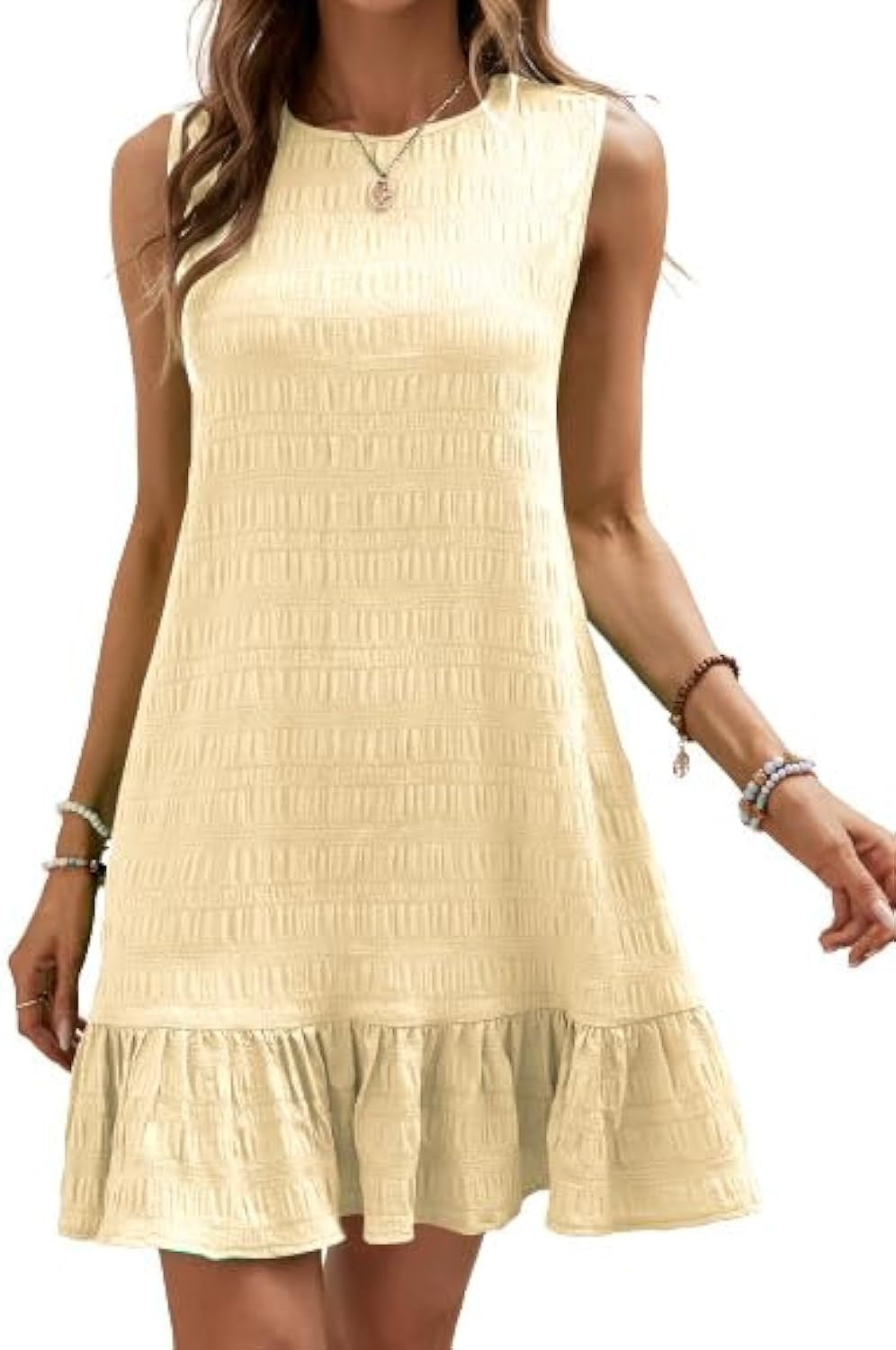 Damen Sommerliches Kleid mit Volantabschluss und strukturierter Oberfläche R&B