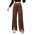 Damen weite Palazzo-Hose aus samtigem Material mit hohem Taillenbund und praktischen Taschen R&B