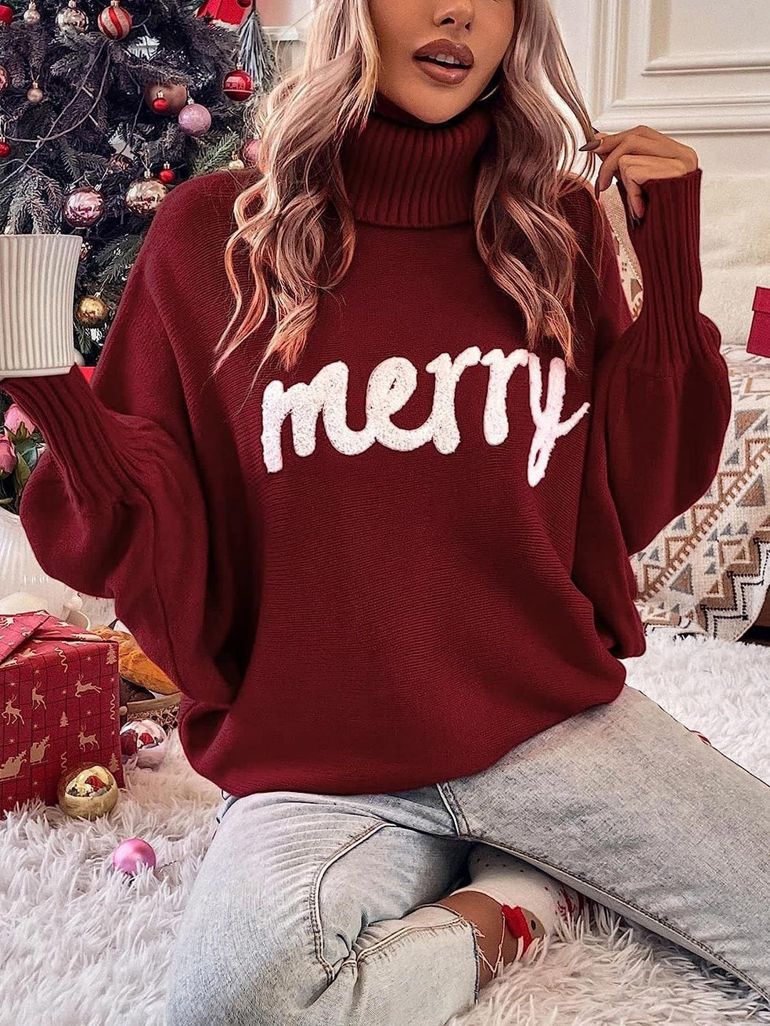 Damen Oversized Rollkragenpullover R&B
