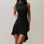 Damen elegantes Kleid mit asymmetrischem Saum und figurbetontem Design R&B