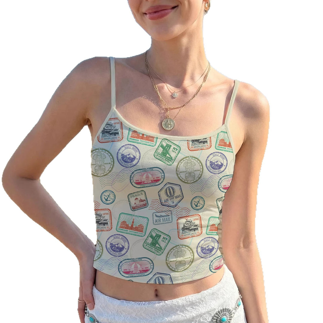 Damen Crop-Top mit kreativem Grafikdruck R&B