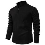 Herren nan Feinstrickpullover mit Kurzreißverschluss Stehkragen elastischen Bündchen R&B