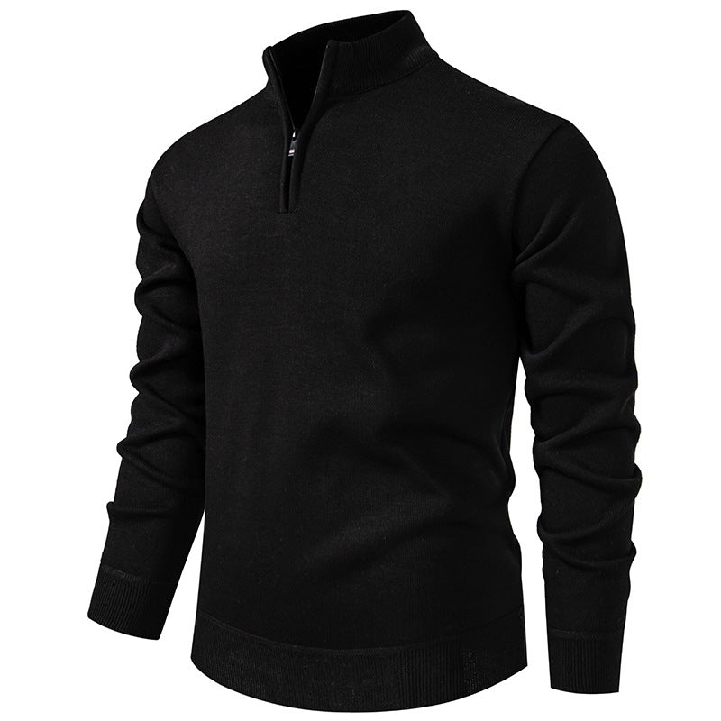 Herren nan Feinstrickpullover mit Kurzreißverschluss Stehkragen elastischen Bündchen R&B